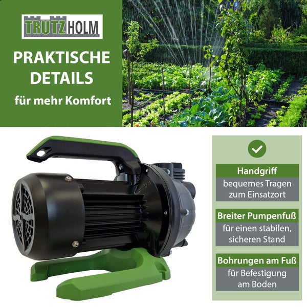 Gartenpumpe 600 W 3000 l/h Förderhöhe 43 m Jetpumpe Wasserpumpe Saugpumpe zur Gartenbewässerung