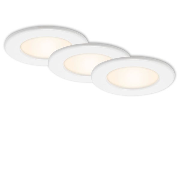 LED Einbauleuchten Ultraflach 3er Set 6 W IP44 Weiß Ø11,5cm Kunststoff Briloner