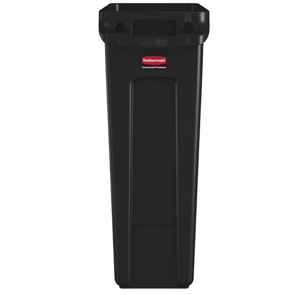 PROREGAL Rubbermaid Slim Jim Mülleimer Mit Belüftungskanälen 87 Liter HxBxT 76,2 x 28 x 56 cm Schwarz