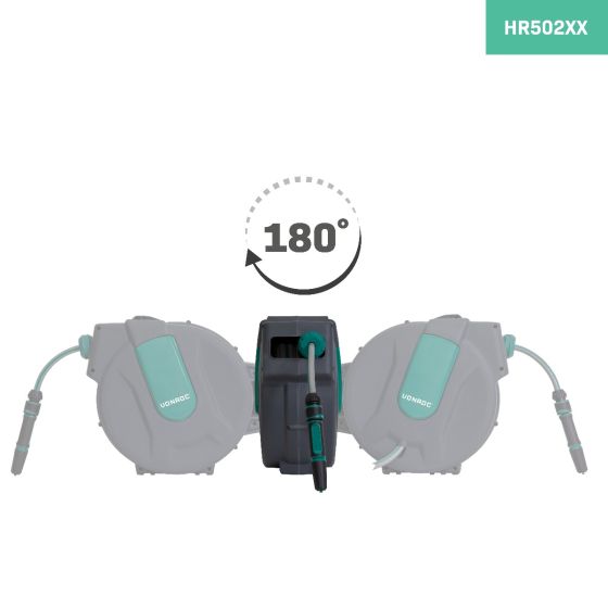 VONROC Schlauchtrommel Gartenschlauch als Schlauchaufroller 25 Meter - Wasserschlauch 180 drehbar als Schlauchbox inkl. Schlauchhalter Wand & Einzugautomatik - Grün