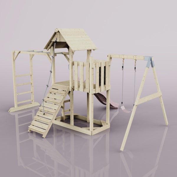 Spielplatz mit Spielturm, Schaukel und Rutsche für den Garten
