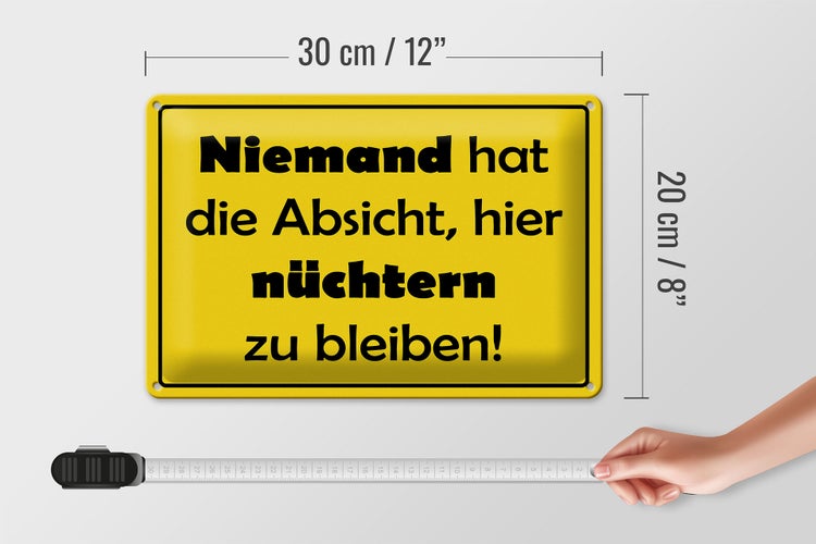 Blechschild Spruch 30x20cm Keine Absicht nüchtern zu bleiben
