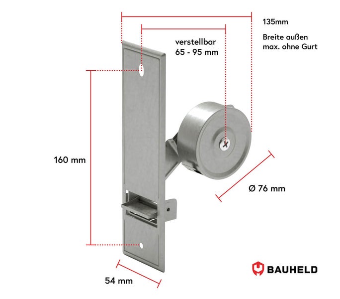 Bauheld Gurtwickler mit Maßangaben