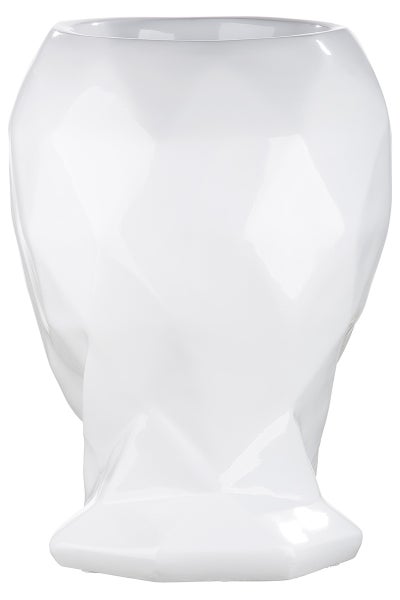 Weiße Blumenvase mit geometrischem Design
