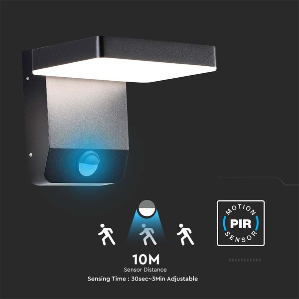 V-TAC VT-11020S-SQ-B - Drehbare LED-Wandleuchten mit Sensor - IP65 - Schwarz - 17W - 2580 Lumen - 4000K