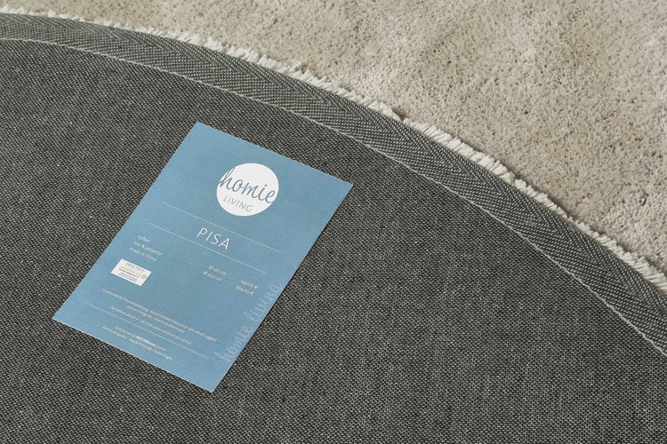 Teppich Rund Hellgrau Creme Hochflor Pisa Homie Living 120 cm rund