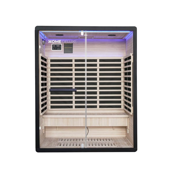 Home Deluxe Infrarotsauna aus Holz mit Glastür und integrierter Steuerung für den Innenbereich