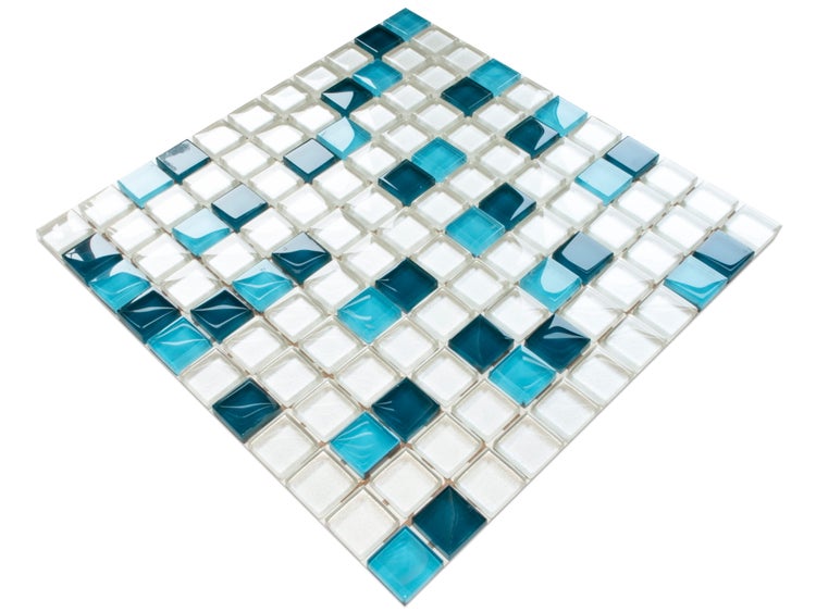 Glasmosaik auf Netz für Bad und Küche 30cm x 30cm  - Blue dream