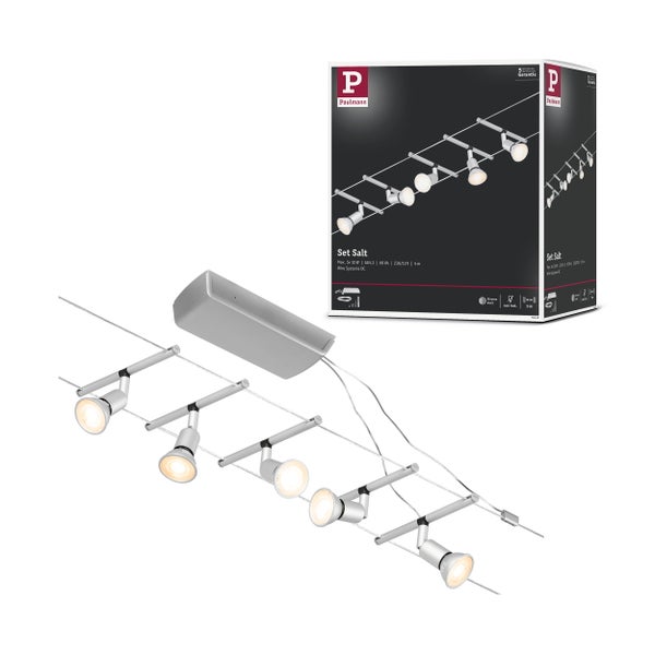 CorDuo Seilsystem Salt Basisset GU5,3 max. 5x10W 230/12V Chrom matt