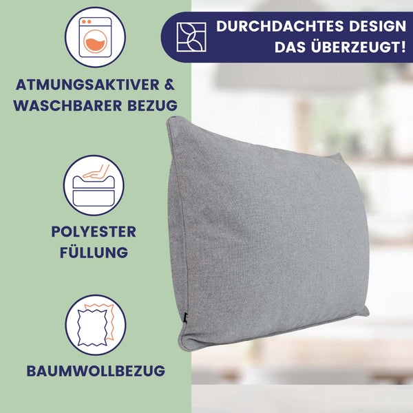 DYNMC you Modernes Sofakissen 40x70 mit weichem Oeko-TEX-Baumwoll-Bezug - Bequemes Dekokissen mit mittelharter Füllung - Perfekt als dekoratives Rückenkissen - Premium Couchkissen groß by Grau