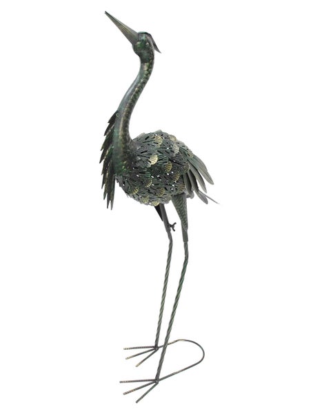 FRANK FLECHTWAREN | Metallvogel Reiher, METALL, 32 x 20 x 90 cm