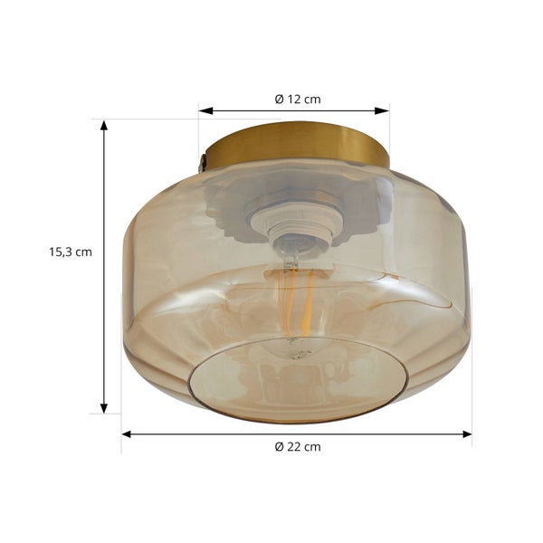 Lindby Deckenlampe Hildur in Creme aus Glas (1 flammig, E27) - Deckenleuchte Lampe Wohnzimmerleuchte