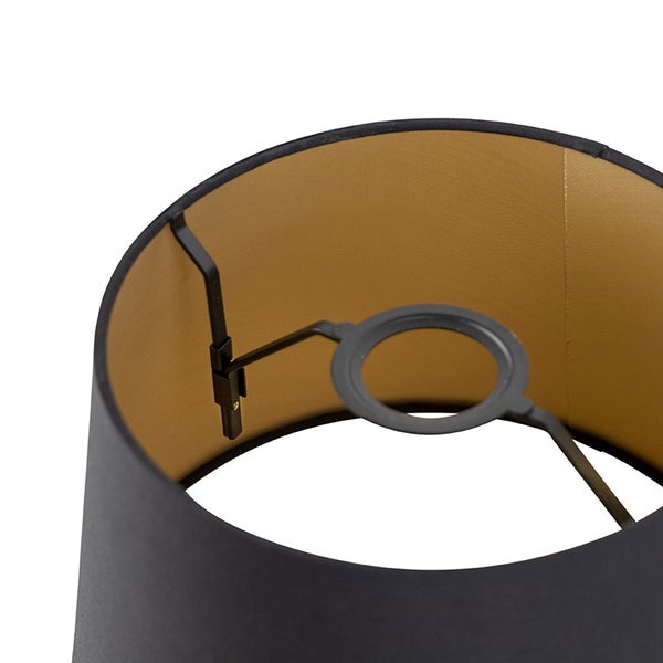 Baumwolllampenschirm schwarz 25/20/16 mit goldenem Interieur