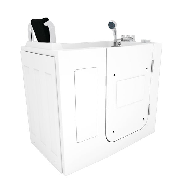 Begehbare Badewanne mit Tür und Duschkopf