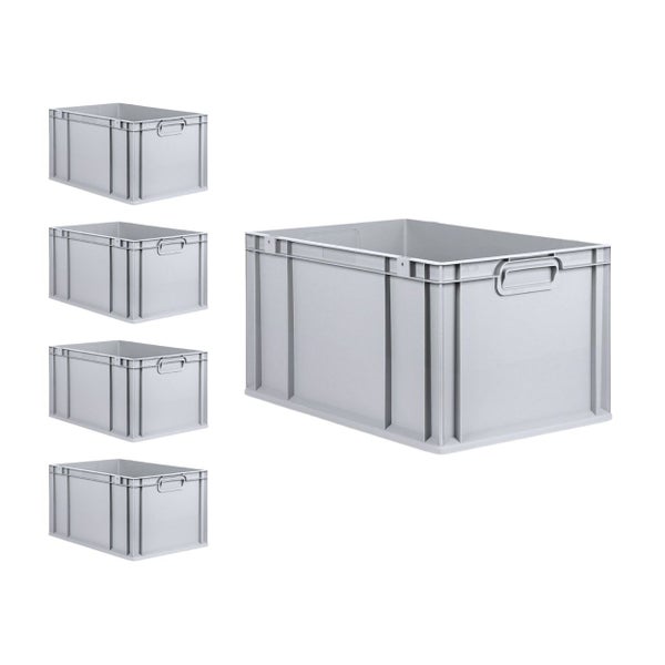 PROREGAL SuperSparSet 5x Eurobox NextGen Grip mit Scharnierdeckel und Gelben Schiebeschnappverschlüssen HxBxT 32 x 40 x 60 cm 65 Liter