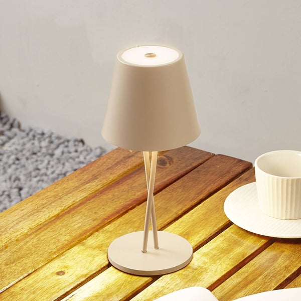 Lindby LED Janea ( Touchdimmer) dimmbar (spritzwassergeschützt (Modern) in Creme aus Metall (1 flammig, ) Touch Lampe