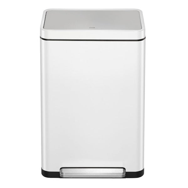 PROREGAL Stilvoller Rechteckiger Treteimer Mit Extra Breitem Pedal & Gedämpften Stay Open Deckel HxBxT 65,2 x 43,3 x 33,4 cm 45 Liter Weiß