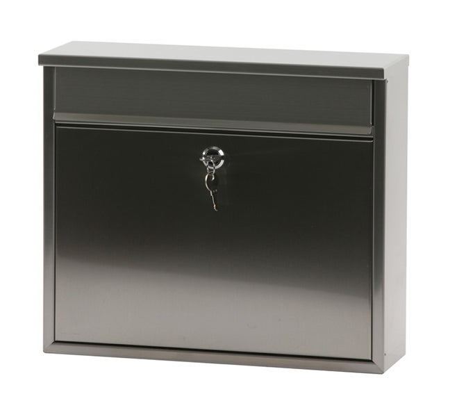 PROREGAL Wandbriefkasten Granadan Aus Edelstahl Mit Einwurfsklappe HxBxT 31,5 x 36 x 11 cm Einwurföffnung 32 x 4 cm Silber