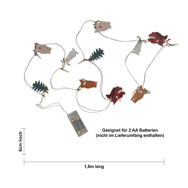 Lichterkette mit Tiermotiven, 1,8 Meter lang