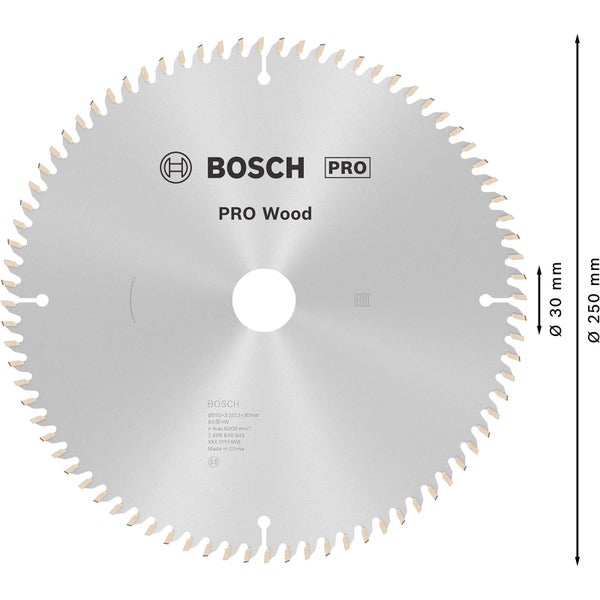 Bosch Pro Holzsägeblatt, 250 Millimeter Durchmesser