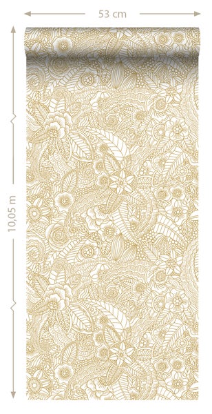 Tapetenrolle mit floralem Muster, 53 cm breit, 10,05 m lang