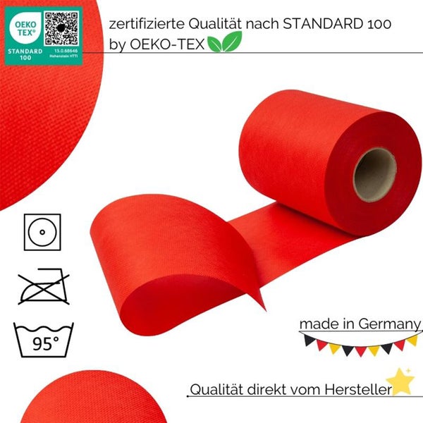Sensalux Kombi-Set 1 Tischdeckenrolle 1m x 25m creme + Tischläufer 15cm rot