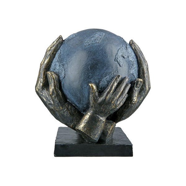 Skulptur GILDE Dekoration Höhe 19cm Breite 18cm bronzefarben, grau Kunstharz