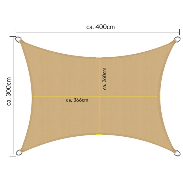 SolVision PS9 Sonnensegel 300x400cm rechteckig Sand PE