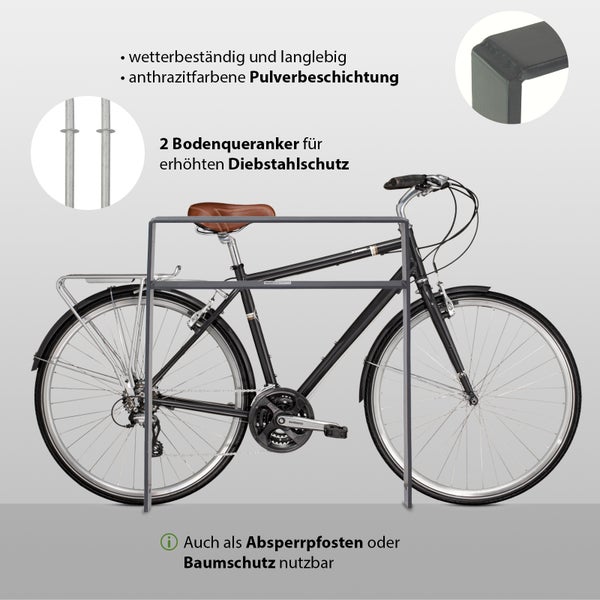 Fahrradständer mit zwei Bodenankern zum Schutz vor Diebstahl