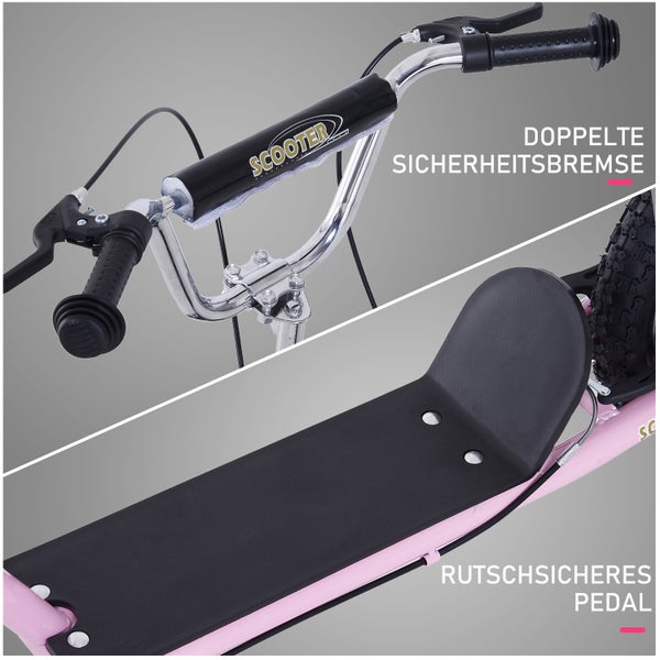 HOMCOM Kinderroller, L143 x B58 x H92-100 cm, Stahl, Gummi, Rosa