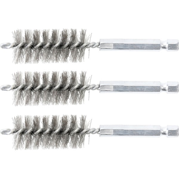 BGS Stahlbürste 19 mm Antrieb Außensechskant 6,3 mm (1/4) 3tlg. - 3078-19-S