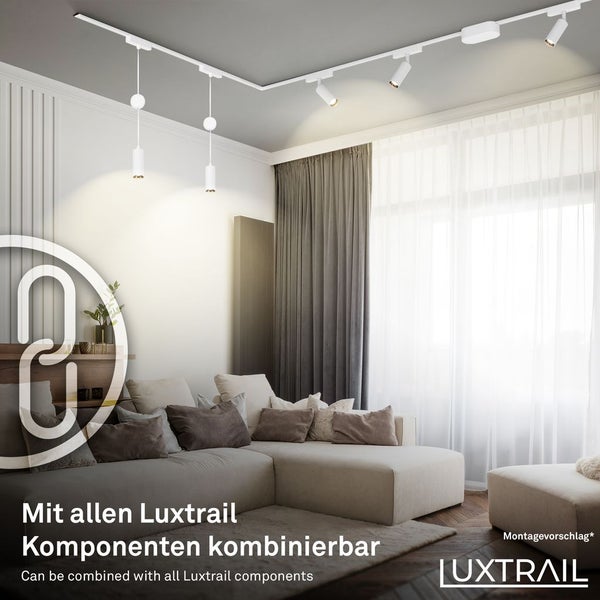 Briloner Luxtrail Schienensystem, Mitte, Zubehör, Erweiterungskomponente, Weiß, 15 cm