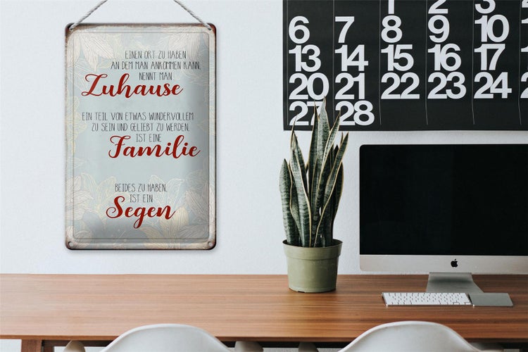 Blechschild Spruch 20x30cm Zuhause Familie Segen Schild
