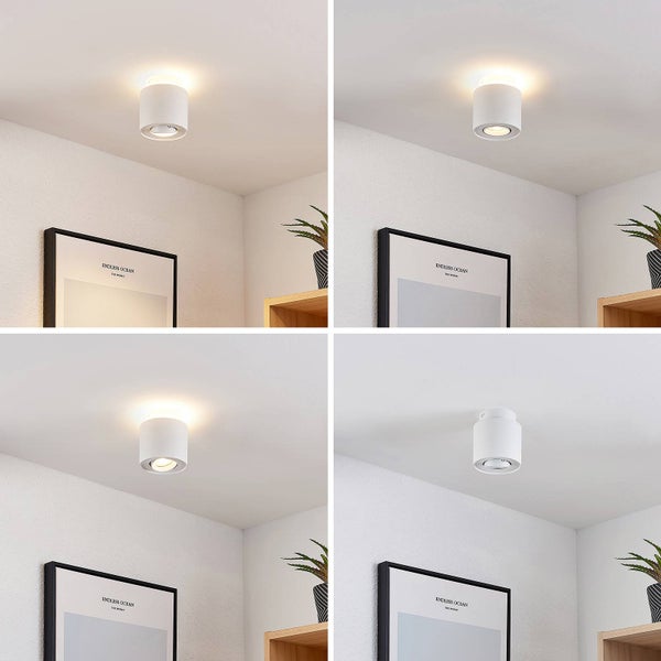 Deckenleuchte in verschiedenen Lichtstimmungen in einem Zimmer