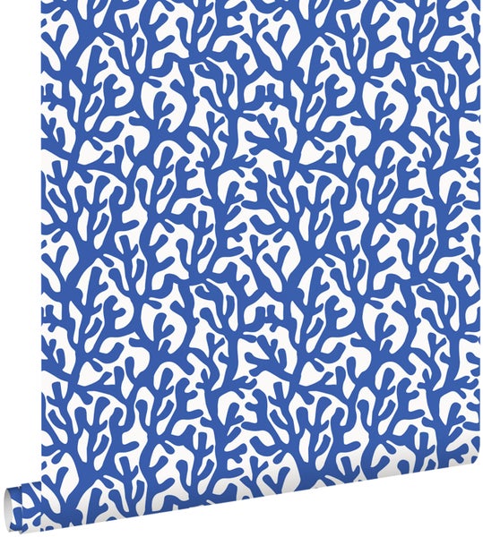 ESTAhome Tapete Koralle Blau und Weiß - 50 x 900 cm - 131014