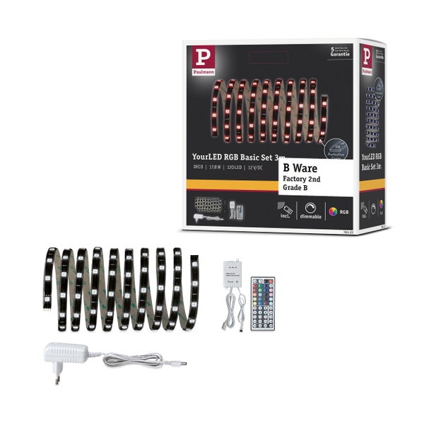Paulmann YourLED RGB Basic Set 3 Meter mit LED Streifen, Transformator, Steuerung und Fernbedienung