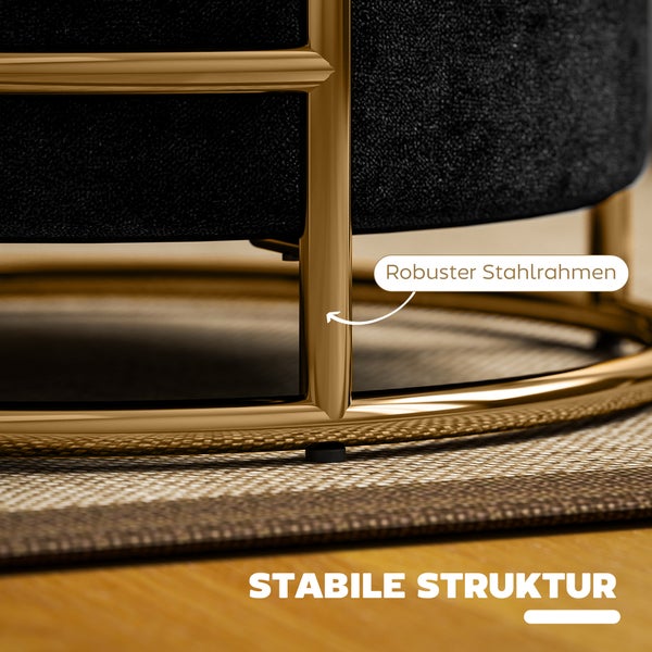 Detailansicht eines Hockers mit robustem Stahlrahmen und stabiler Struktur