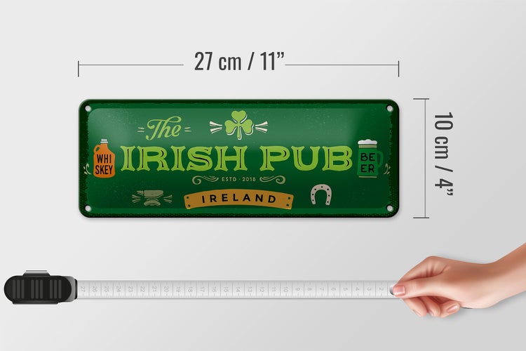 Blechschild Spruch Ireland Irish Pub Whiskey Beer 27x10cm