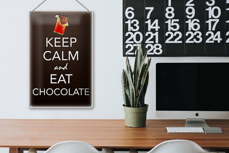 Blechschild Spruch 20x30cm Keep Calm and eat chocolate