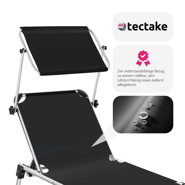 Sonnenliege tectake Aurelie 217 x 60,5 x 72 cm klappbar schwarz