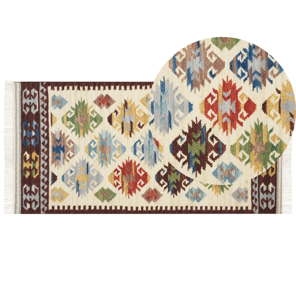 Teppich AKNALICH Bunt 80 x 150 cm Wolle