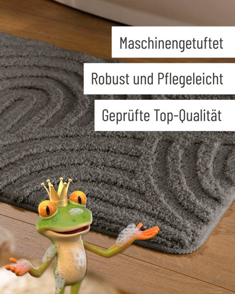 Maschinengetuftete Badmatte, robust und pflegeleicht, geprüfte Top-Qualität, mit Wellenstruktur.