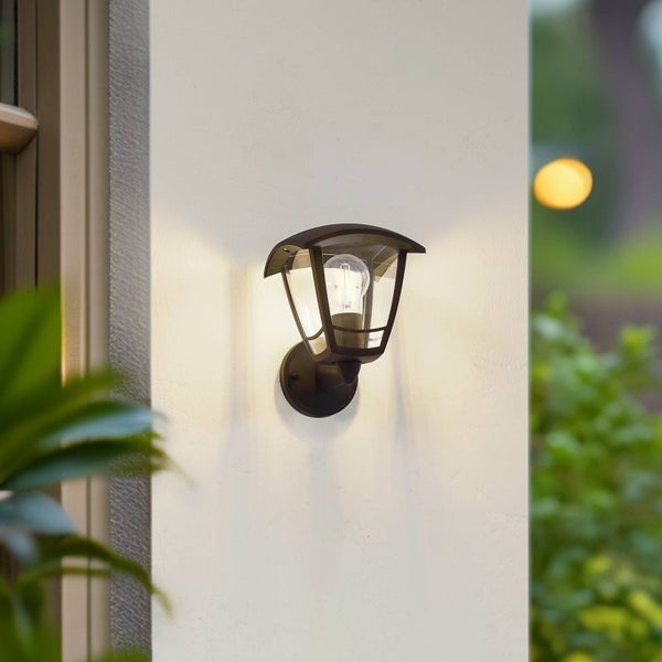 Lindby Wandleuchte außen (Laterne) Isidoro (spritzwassergeschützt (Modern) in Schwarz (1 flammig, E27) - Außenwandleuchten Wandlampe Led Außenlampe Outdoor für