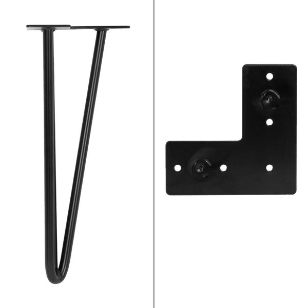 ML-Design 4er Set Tischbeine Haarnadel Hairpin Legs mit 3 Streben, 30 cm, aus Stahl, Schwarz, inkl. Bodenschoner und Schrauben, Metall Möbelfüße Haarnadelbeine Tischkufen Tischgestell, für Möbel DIY
