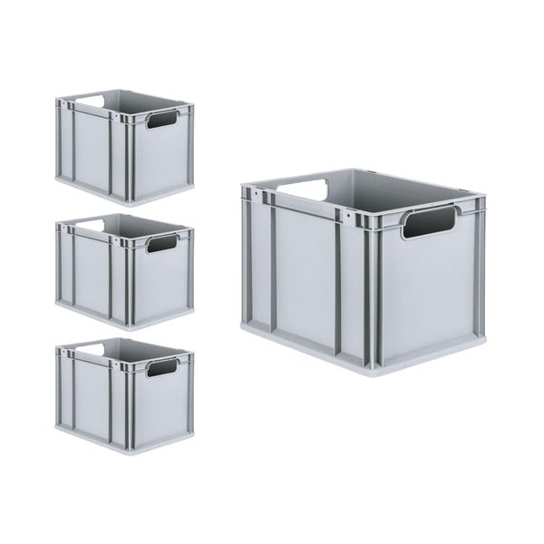 PROREGAL Spar Set 4x Eurobox Nextgen Economy Mit Auflagedeckel & 4x Schiebeschnappverschlüsse Rot Griffe Offen HxBxT 32 x 30 x 40 cm 30 Liter