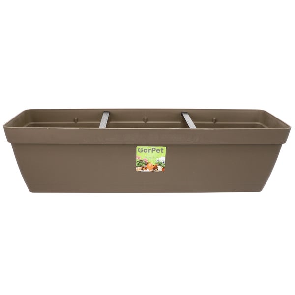 Blumenkasten Balkongeländer Balkon Blumenkasten Balkonkasten mit Halterung Balkonkasten Geländerkästen Balkonkasten mit Wasserspeicher 60 cm taupe