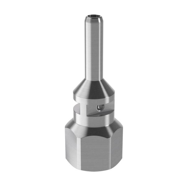Metalldüse mit Sechskantbasis und schmaler Spitze.