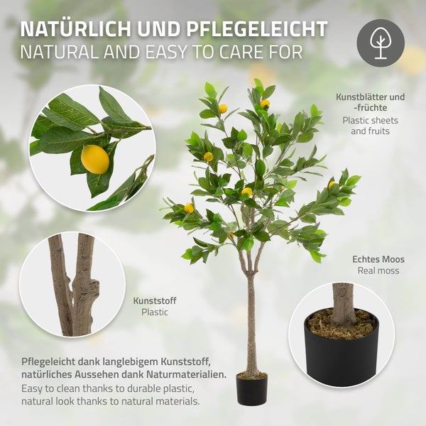 Künstlicher Zitronenbaum im Topf mit Blättern und Früchten aus Kunststoff