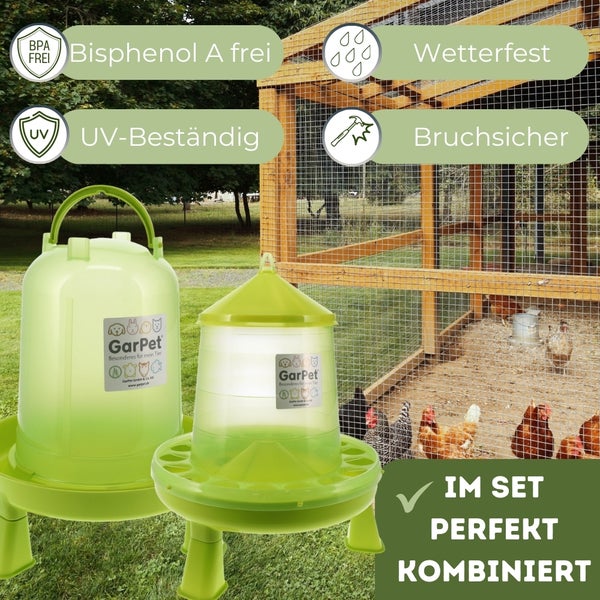 GarPet Logo Wassertränke und Futterautomat Set für Hühnerstall