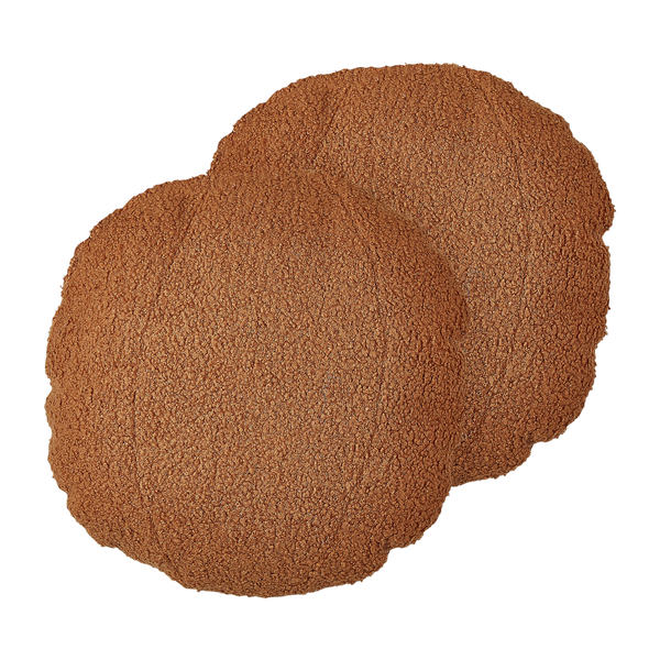 Dekokissen 2er Set RUTABAGA Bouclé 30 x 30 cm Braun Ohne Muster